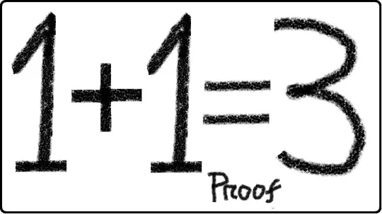 One plus one equals three.